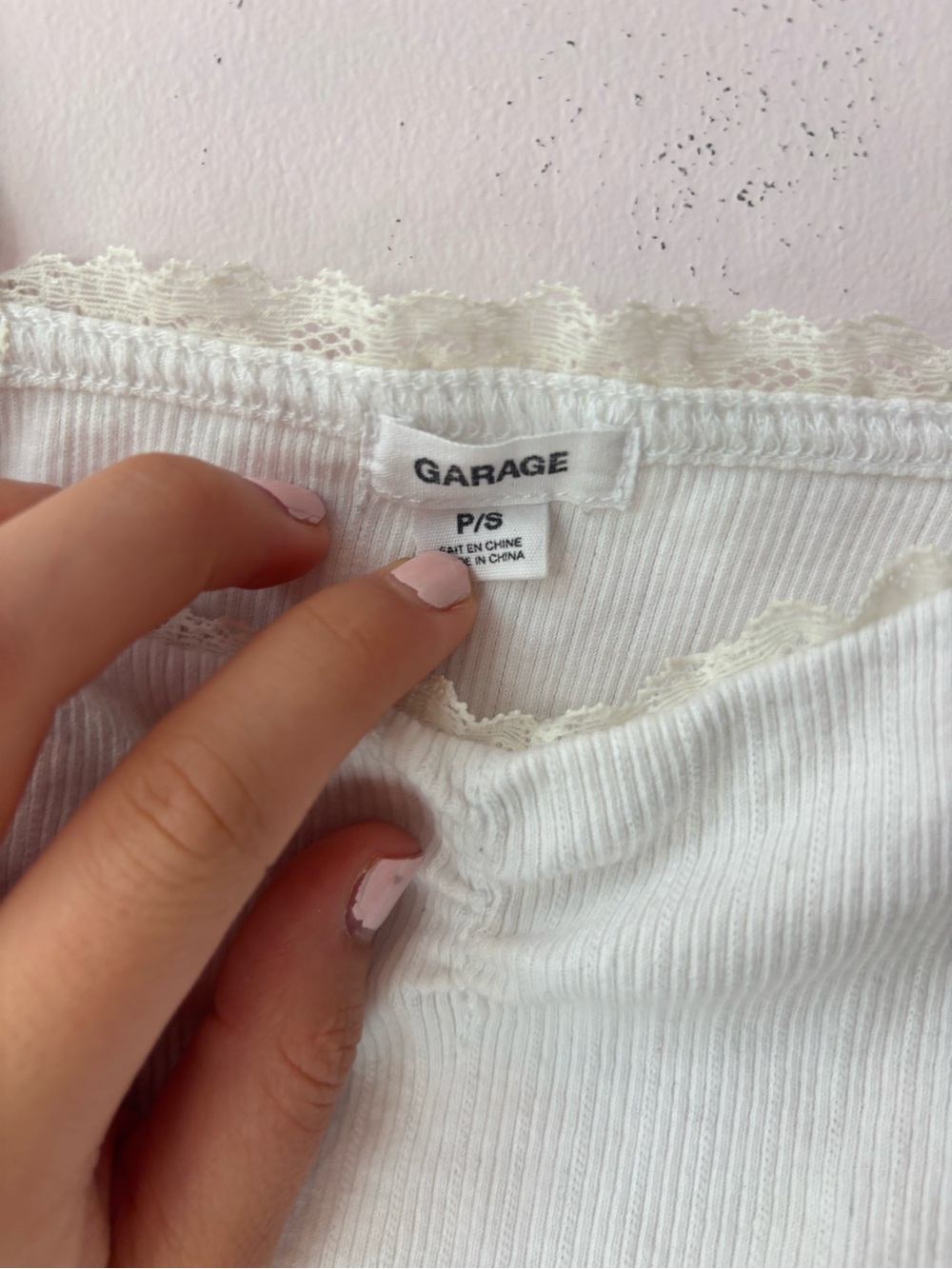 Garage Cream Lace-Trim Ribbed Cami - Picture 4 of 4